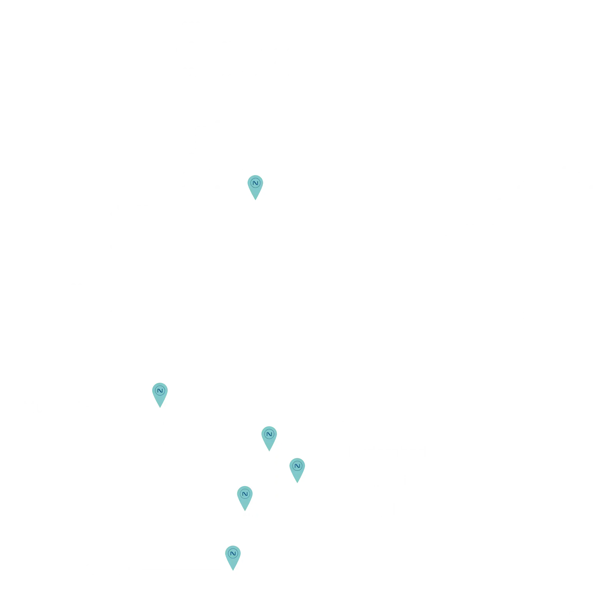 Map of NURA screening centre locations across India